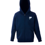 Navy zip-up hoodie in cold winter fabric