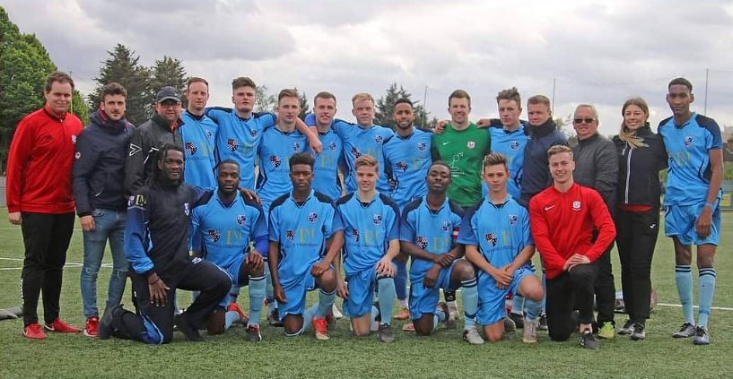 The Coggeshall United FC Team wearing LM School Uniforms